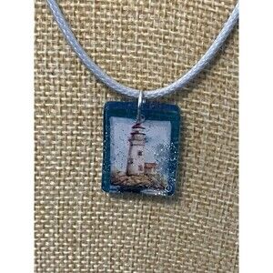 Lighthouse Pendant Necklace Adjustable 16”-18” Cord